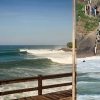 Com um line-up assustador e nem um pouco atrativo para a maioria dos surfistas, são poucos os que se aventuram a entrar na máquina de lavar. À direita, Bocão e seu filho Bruce prontos para se jogar no Sheraton. Foto: Rick Werneck Com um line-up assustador e nem um pouco atrativo para a maioria dos surfistas, são poucos os que se aventuram a entrar na máquina de lavar. À direita, Bocão e seu filho Bruce prontos para se jogar no Sheraton. Foto: Rick Werneck