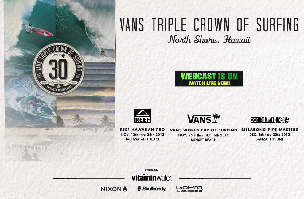 Assista ao Vans Hawaiian Triple Crown 2012 ao vivo via Webcast