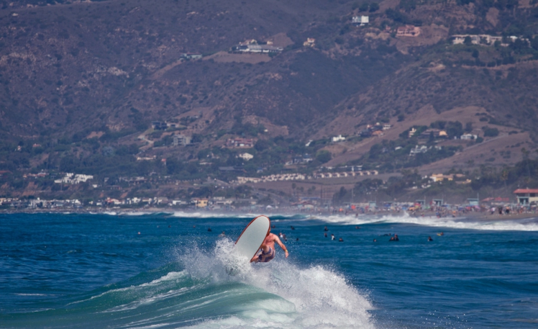 Steve Taylor em Malibu com sua soft top de 7' Foto: Andre Magarao