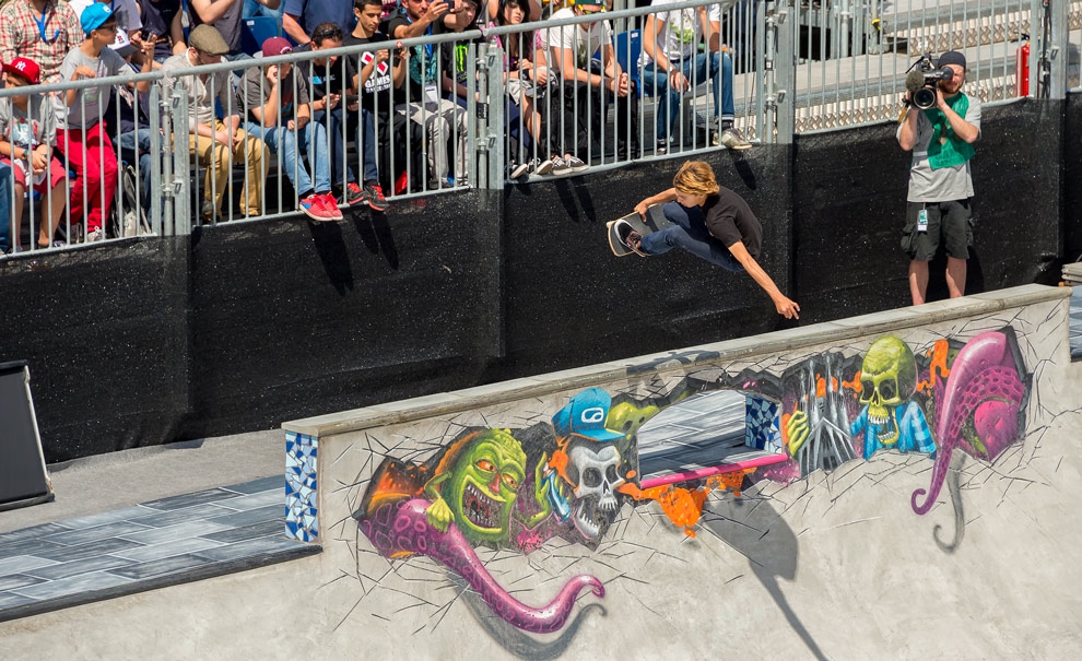 O skatista/surfista americano, Curren Caples, ficou com a prata no evento de Park. Foto: Tristan Shu / ESPN Images