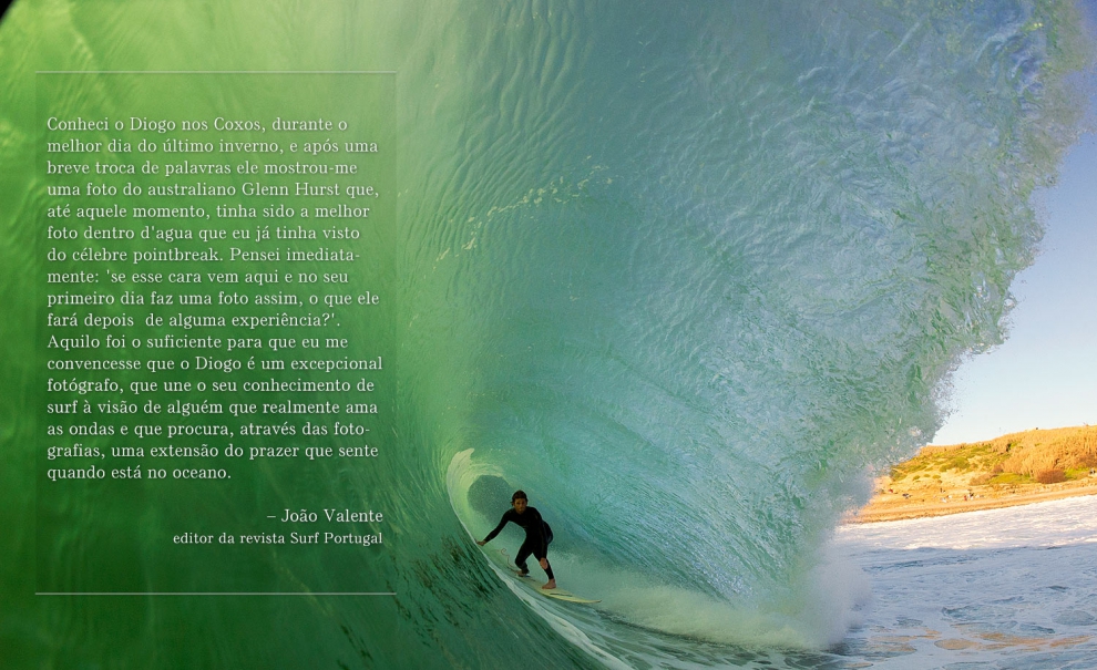 Glenn Hurst em um retrato de respeito do tubo de Coxos. No próximo slide, a sequência desta onda.