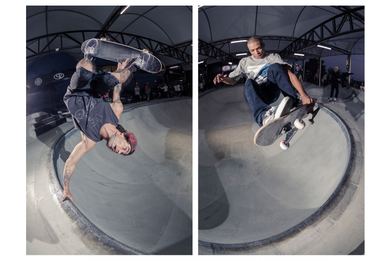 Rafael Tubarão, Handplant / Rennil Santos, Fs Air. Fotos: Rodrigo Kbça